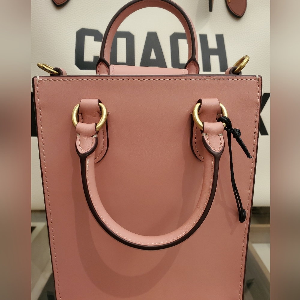 DISNEY X COACH PINK NORTH SOUTH MINI TOTE WITH ICE SKATE MOTIF NSIP - Picture 8 of 9
